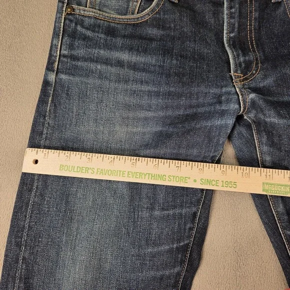 Uniqlo Jeans Mens 30 Dark Wash Selvedge Denim Slim Straight Blue Stretch Zip Fly